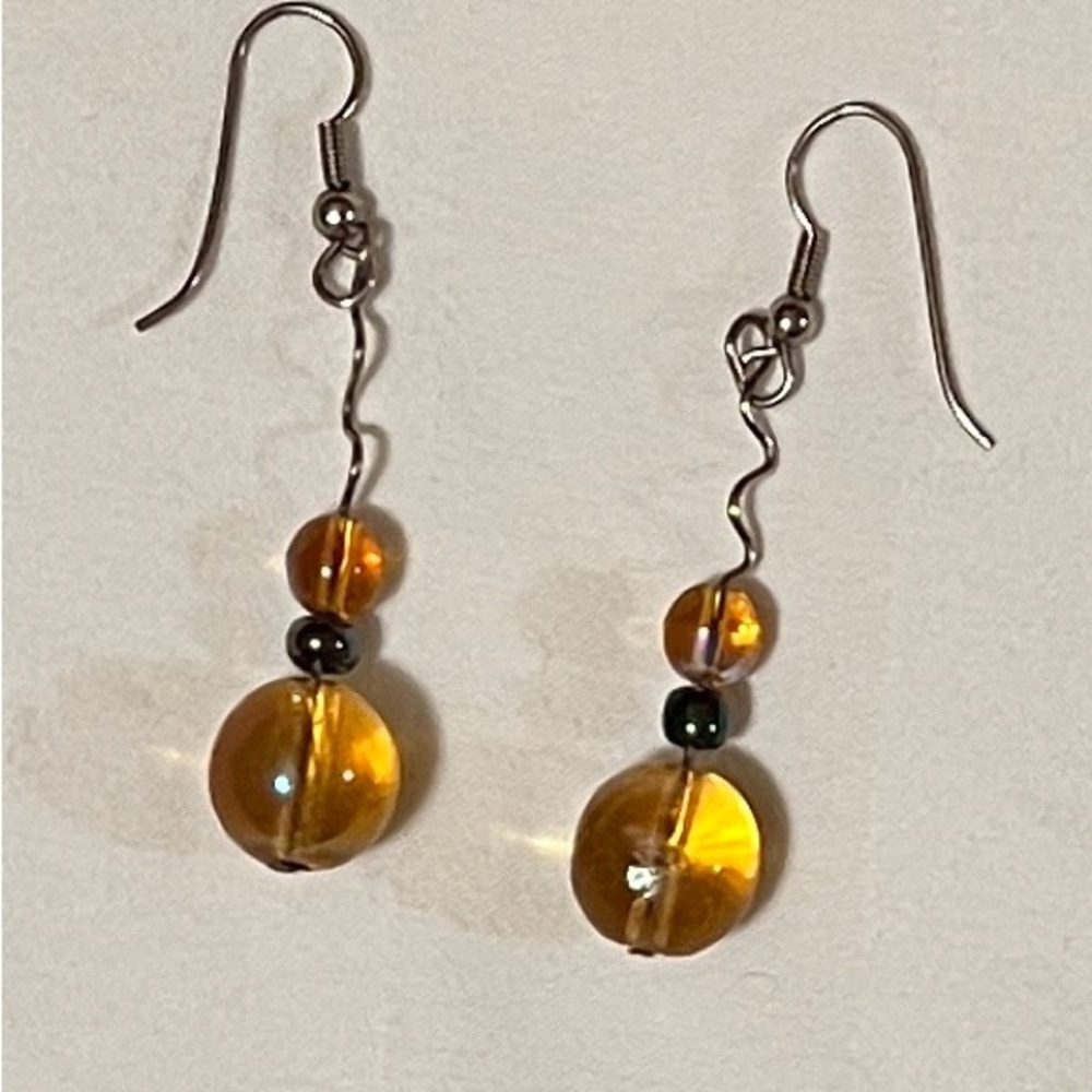 Fire polished glass dangle earrings. One of a kind. Lee Daly Design.